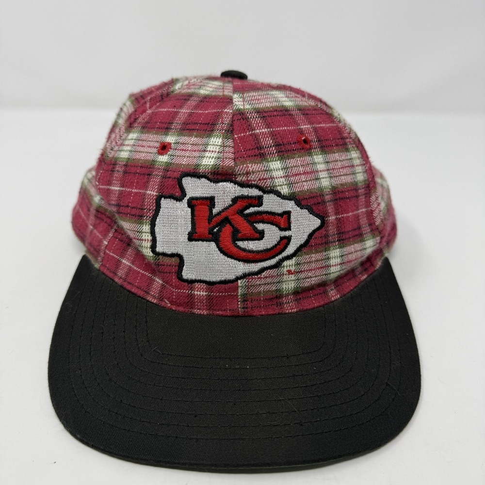 Vintage Kansas City Chiefs Hat Cap Snap Back Mens One Size NFL Plaid Annco 90s